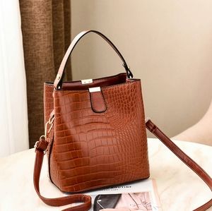COPY - Crocodile pattern bucket leather bag
